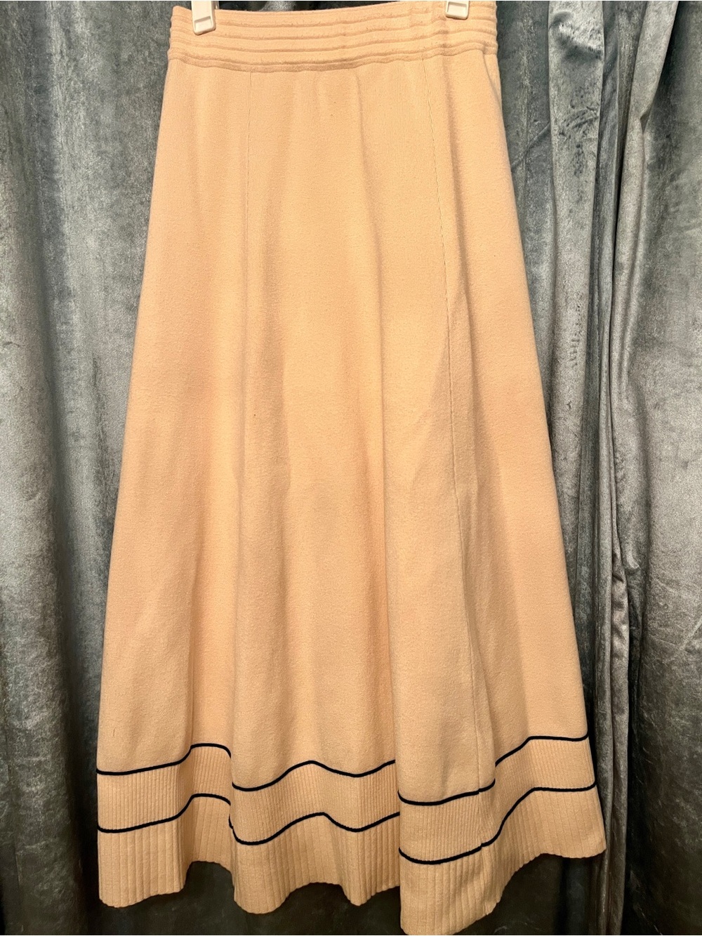 Sandro Paris Beige & Black Sailor Collar Knit Sweater Midi Skirt Set XS - Picture 9 of 13